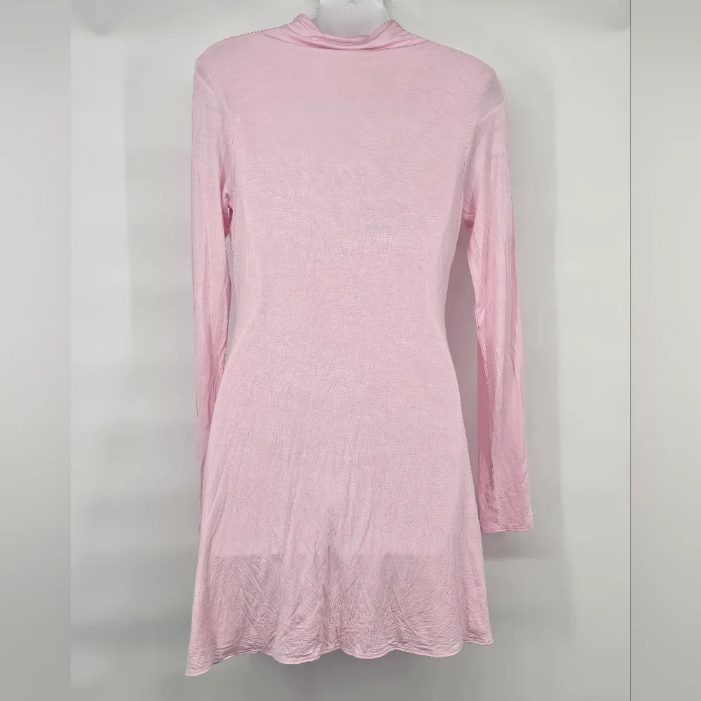 naked wardrobe Baby Pink Long Sleeve Swing Dress